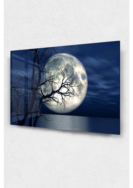 Dolunay Cam Tablo, Ay Tabloları, Doğa Tabloları, Duvar Dekor, Büyük Tablo, Cam Duvar Tablo fiyatları