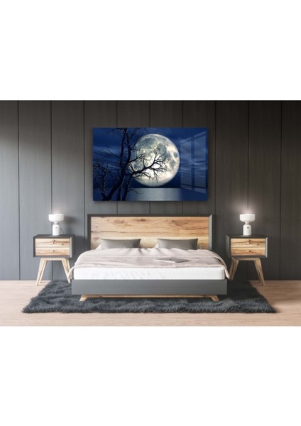 Dolunay Cam Tablo, Ay Tabloları, Doğa Tabloları, Duvar Dekor, Büyük Tablo, Cam Duvar Tablo modelleri