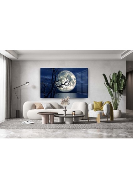Dolunay Cam Tablo, Ay Tabloları, Doğa Tabloları, Duvar Dekor, Büyük Tablo, Cam Duvar Tablo fırsatları