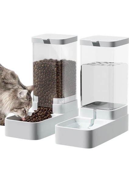 Otomatik Kedi ve Köpek Mama Su Kabı Sebili Pınarı 2'li Set Mama 2.1 kg Su Kasesi 3.8 Lt Kapasite