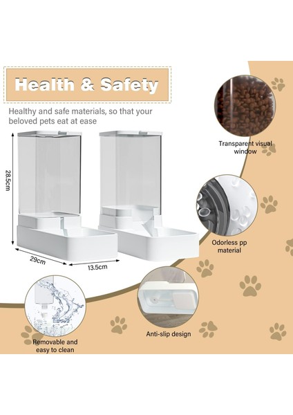Otomatik Kedi ve Köpek Mama Su Kabı Sebili Pınarı 2'li Set Mama 2.1 kg Su Kasesi 3.8 Lt Kapasite indirimleri