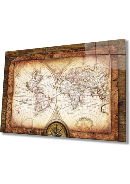 Dünya Haritası 64 Cam Tablo