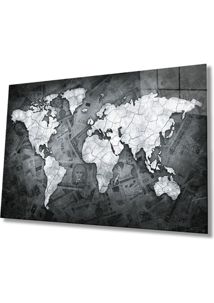 Dünya Haritası 47 Cam Tablo