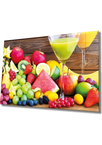 Meyveler Cam Tablo 4mm Dayanıklı Temperli Cam