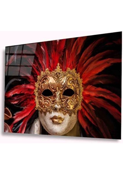 Maskeli Kadın Cam Tablo 4mm Dayanıklı Temperli Cam 110 x 70