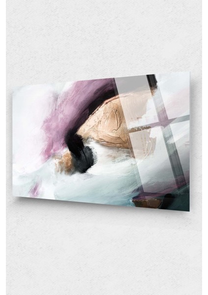 Altın Pembe Soyut Cam Tablo, Modern Tablo, Soytu Tablo, Duvar Dekor, Büyük Tablo, Cam Duvar Tablo