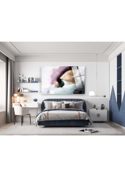 Altın Pembe Soyut Cam Tablo, Modern Tablo, Soytu Tablo, Duvar Dekor, Büyük Tablo, Cam Duvar Tablo fiyatları
