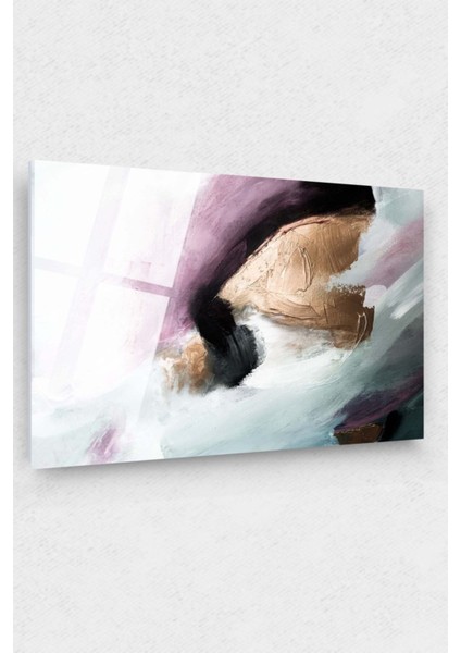 Altın Pembe Soyut Cam Tablo, Modern Tablo, Soytu Tablo, Duvar Dekor, Büyük Tablo, Cam Duvar Tablo modelleri