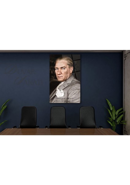 Mustafa Kemal Atatürk ve Sözleri Cam Tablo,modern Ev Ofis Salon Duvar Dekoru,hediyelik