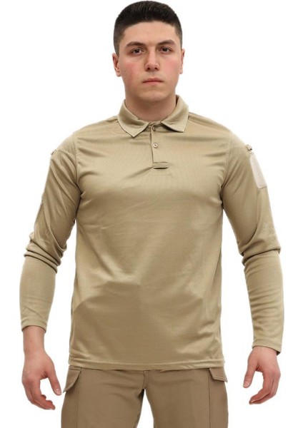 Polo Yaka Uzun Kol Taktik T-Shirt