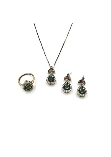 Damla Zümrüt Rengi Zirkon Otantik Set