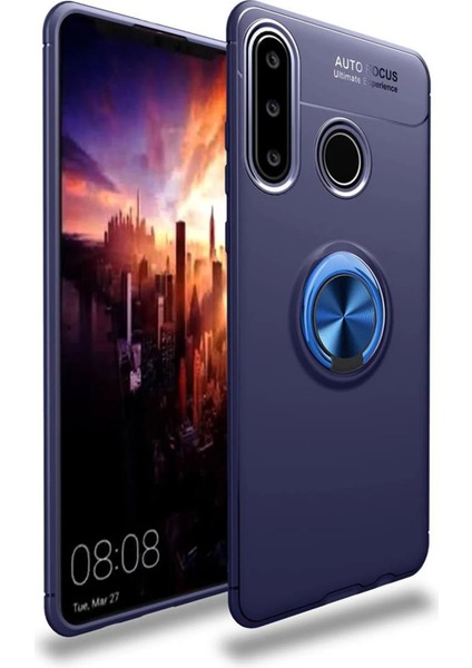 Huawei Y6P Kılıf Range Yüzüklü Silikon - Mavi Zrnet