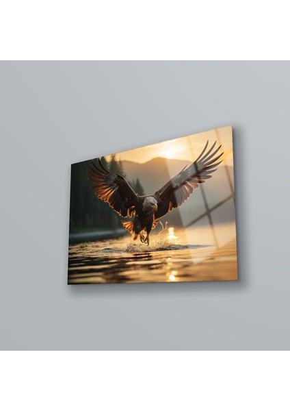 Görkemli Kartal Cam Tablo , Temperli Cam Üzerine Baskı , Yüksek Kalite , Asılmaya Hazır , Ev Dekoru