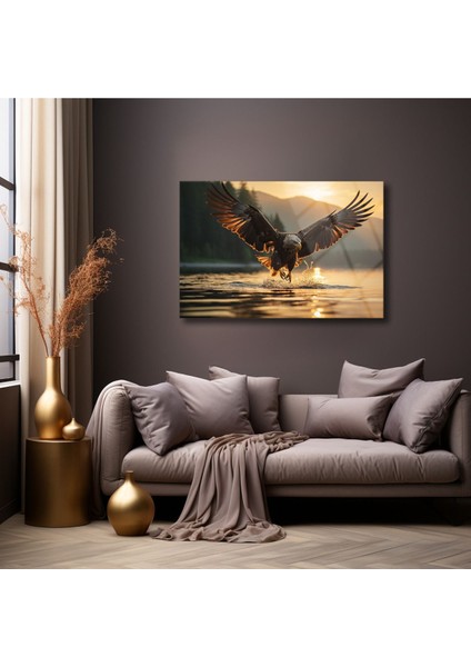 Görkemli Kartal Cam Tablo , Temperli Cam Üzerine Baskı , Yüksek Kalite , Asılmaya Hazır , Ev Dekoru fiyatları
