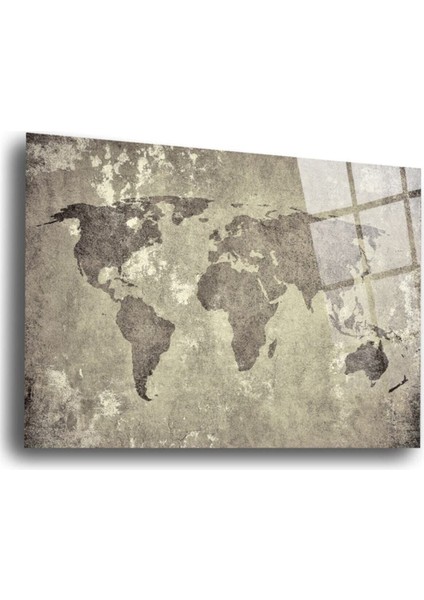 Gri Dünya Haritası Cam Tablo fiyatları