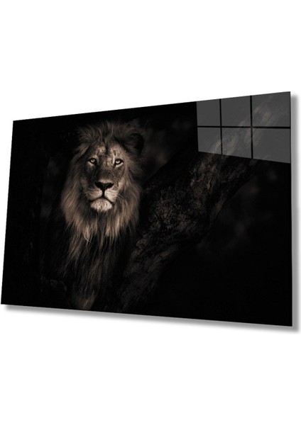 Aslan Hayvan Cam Tablo 4mm Dayanıklı Temperli Cam