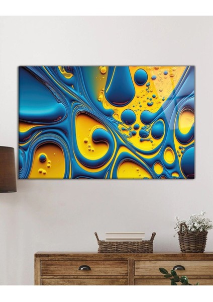 Mavi Sarı Soyut Cam Tablo, Ev ve Ofis Duvar Dekoru, Hediyelik Büyük Temperli 4 mm Cam Tablo fiyatları
