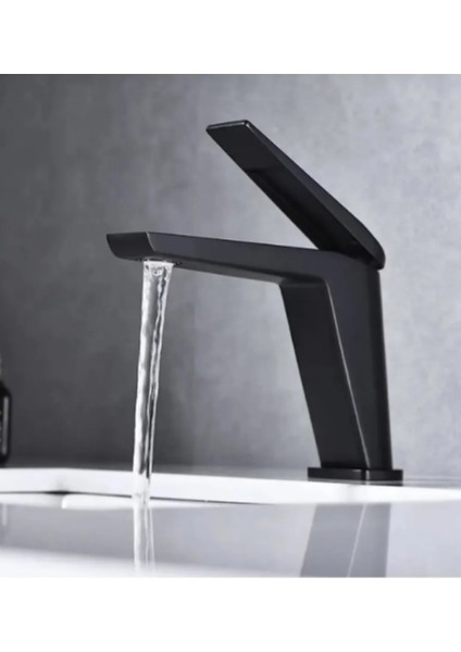 Modern Premium Lavabo Bataryası Sıcak-Soğuk Girişli Siyah