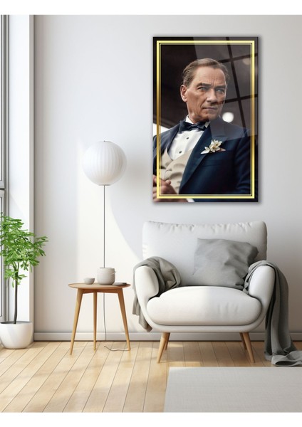 Atatürk Yapay Zeka Gerçek Cam Tablo , Modern Ev Ofis Salon Duvar Dekoru , Hediyelik Tablo fiyatları