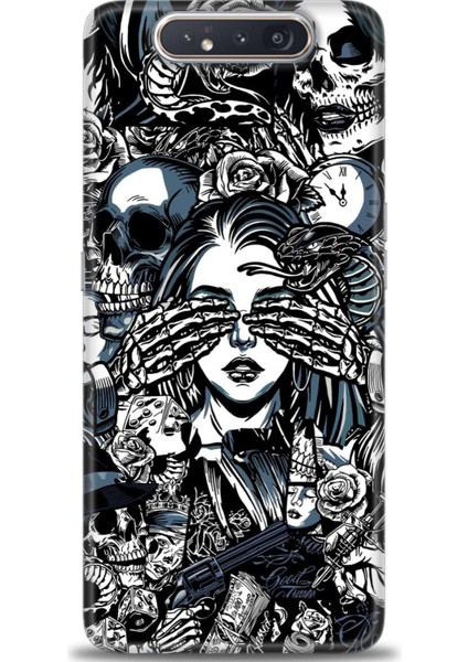 Samsung Galaxy A80 Hd Baskılı Kılıf + Seramik Tam Kaplayan Ekran Koruyucu 352