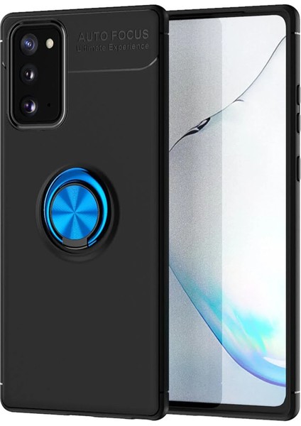 Samsung Galaxy Note 20 Kılıf Range Yüzüklü Silikon - Siyah-Mavi Zrnet