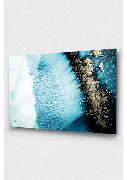 Mavi Su, Deniz Okyanus Cam Tablo, Soyut Cam Tablo, Modern Duvar Dekor, Cam Duvar Tablo