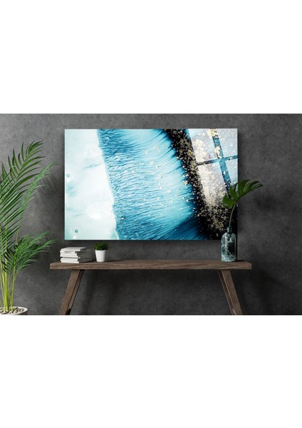 Mavi Su, Deniz Okyanus Cam Tablo, Soyut Cam Tablo, Modern Duvar Dekor, Cam Duvar Tablo fırsatları