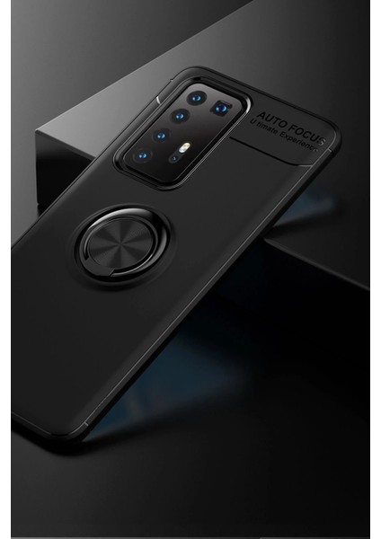 Huawei P40 Pro Kılıf Range Yüzüklü Silikon - Siyah Zrnet