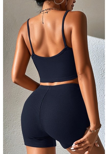 Kadın Lacivert Şortlu Kaşkorse Gecelik Takım fiyatları