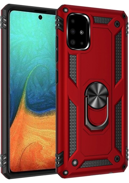 Samsung Galaxy A71 Kılıf Sofya Yüzüklü Silikon Kapak - Kırmızı Zrnet