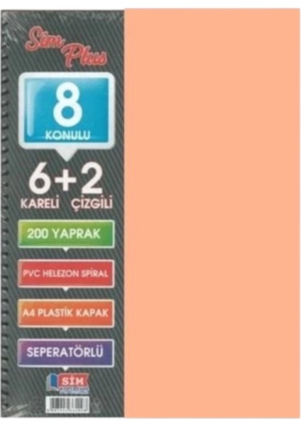 Plus Pp Kpk.spr.(6+2 ) Ayraçlı Def. 200 Yaprak (Kapak Rengi Stoktan Rastgele!)