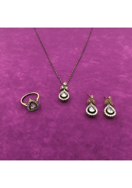 Damla Elmas Rengi Zirkon Otantik Set