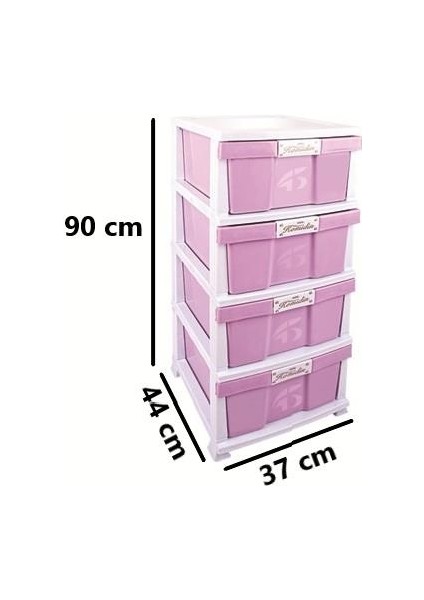 SRL-4003 Plastik Düz Komidin Mutfak Sebzelik 4 Katlı