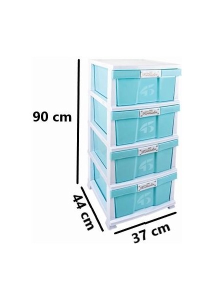 SRL-4003 Plastik Düz Komidin Mutfak Sebzelik 4 Katlı