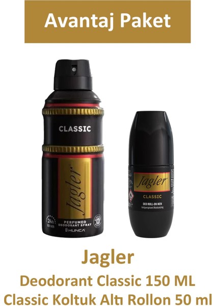 Deodorant Classic 150 ml + Jagler Bay Classic Koltuk Altı Rollon 50 ml