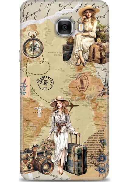 Samsung Galaxy C7 Hd Baskılı Kılıf + Seramik Tam Kaplayan Ekran Koruyucu 270