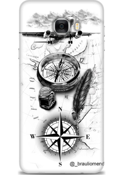 Samsung Galaxy C7 Hd Baskılı Kılıf + Seramik Tam Kaplayan Ekran Koruyucu 81