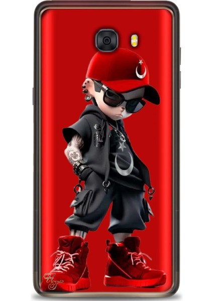 Samsung Galaxy C9 Pro Hd Baskılı Kılıf + Seramik Tam Kaplayan Ekran Koruyucu 250