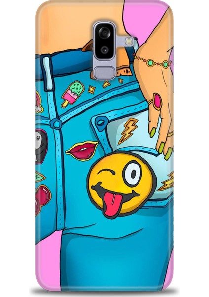 Samsung Galaxy J8 Hd Baskılı Kılıf + Seramik Tam Kaplayan Ekran Koruyucu 448