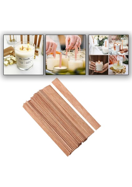 Ahşap Mum Fitili Soya Fitili Bardak Mum Fitili (50 Adet)
