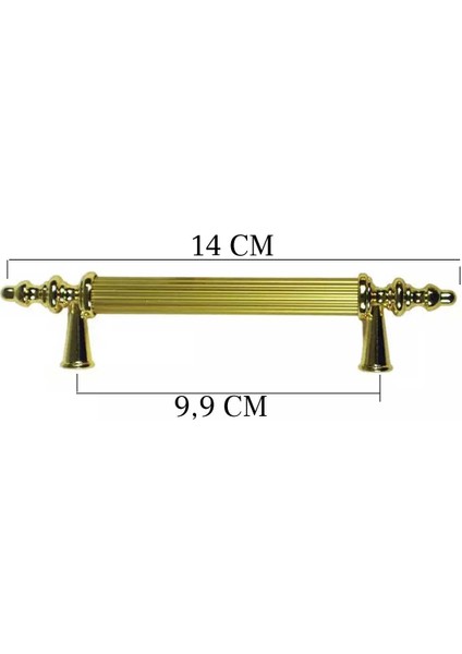 Kulp Silindir Çizgili Plastik Model 14 cm (2 Adet) Gold