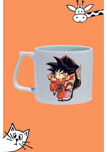 Anime Dragon Ball Karakter Baskılı Beyaz Lüks Sap Kupa Bardak