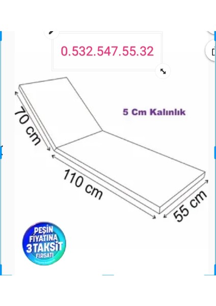 2 Ad Kongo Gumi Plaj Şezlong Minderi Fermuarlı Yıkanabilir Silinir Sıvı Geçirmez 180*55*5 cm ( Kuşaklı )