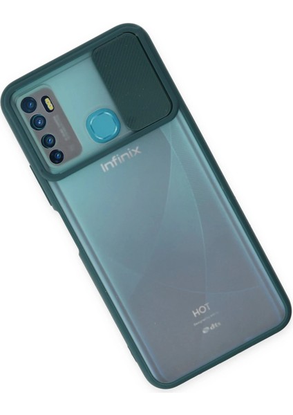 Infinix Hot 9 Kılıf Palm Buzlu Kamera Sürgülü Silikon - Yeşil Zrnet