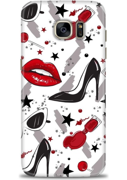 Samsung Galaxy S7 Edge Hd Baskılı Kılıf + Seramik Tam Kaplayan Ekran Koruyucu 416