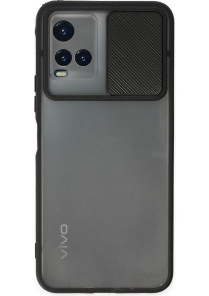 Vivo Y33S Kılıf Palm Buzlu Kamera Sürgülü Silikon - Siyah Zrnet