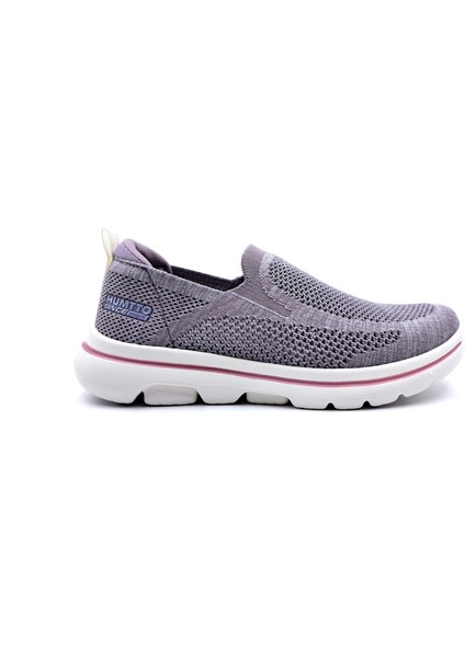 Hafif Tasarım Bağcıksız Fileli Yazlık Gri Lila Kadın Spor Ayakkabı HM340737B