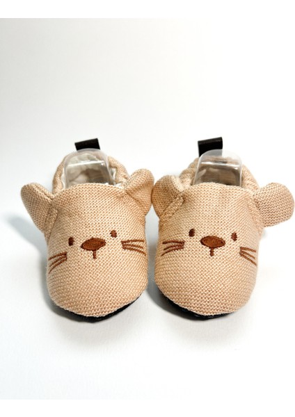 Terleme Yapmayan Yazlık Bebek Patiği Tavşan Nakışlı Kaydırmaz Tabanlı 100% Pamuk Triko