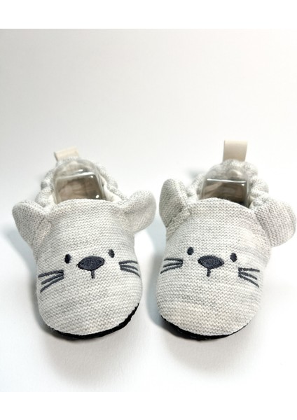 Terleme Yapmayan Yazlık Bebek Patiği Tavşan Nakışlı Kaydırmaz Tabanlı 100% Pamuk Triko