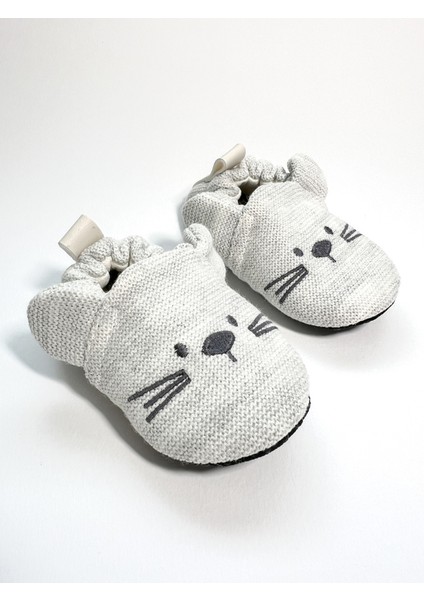 Terleme Yapmayan Yazlık Bebek Patiği Tavşan Nakışlı Kaydırmaz Tabanlı 100% Pamuk Triko fırsatları